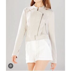 BCBGMAXAZRIA Kevin double zip jacket in vintage light stone size small